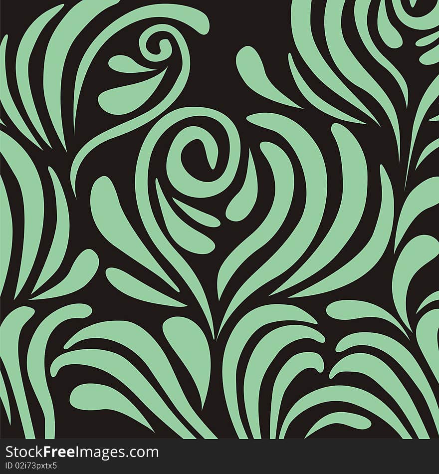 Background with green pattern on the black background. Vector illustration.