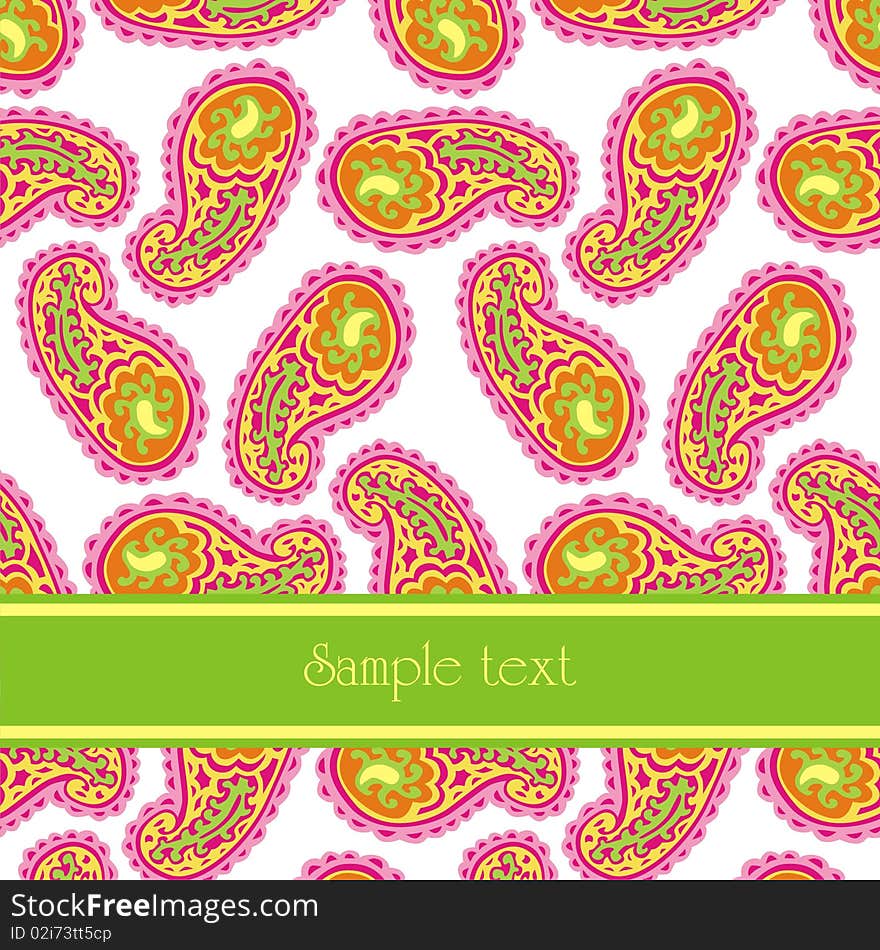 Postcard with colorful pattern. Vector illustration.