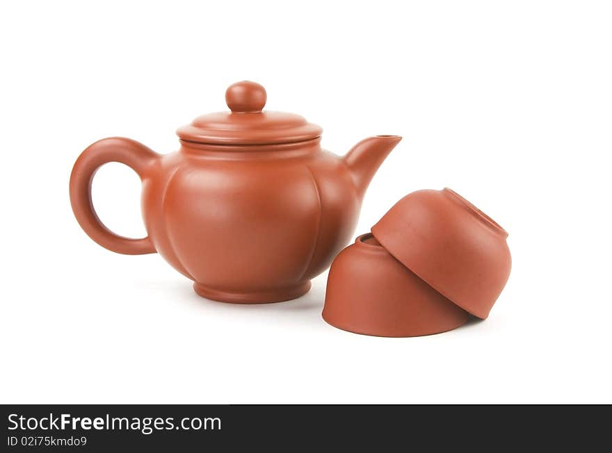 Chinese Teapot And Two Cups