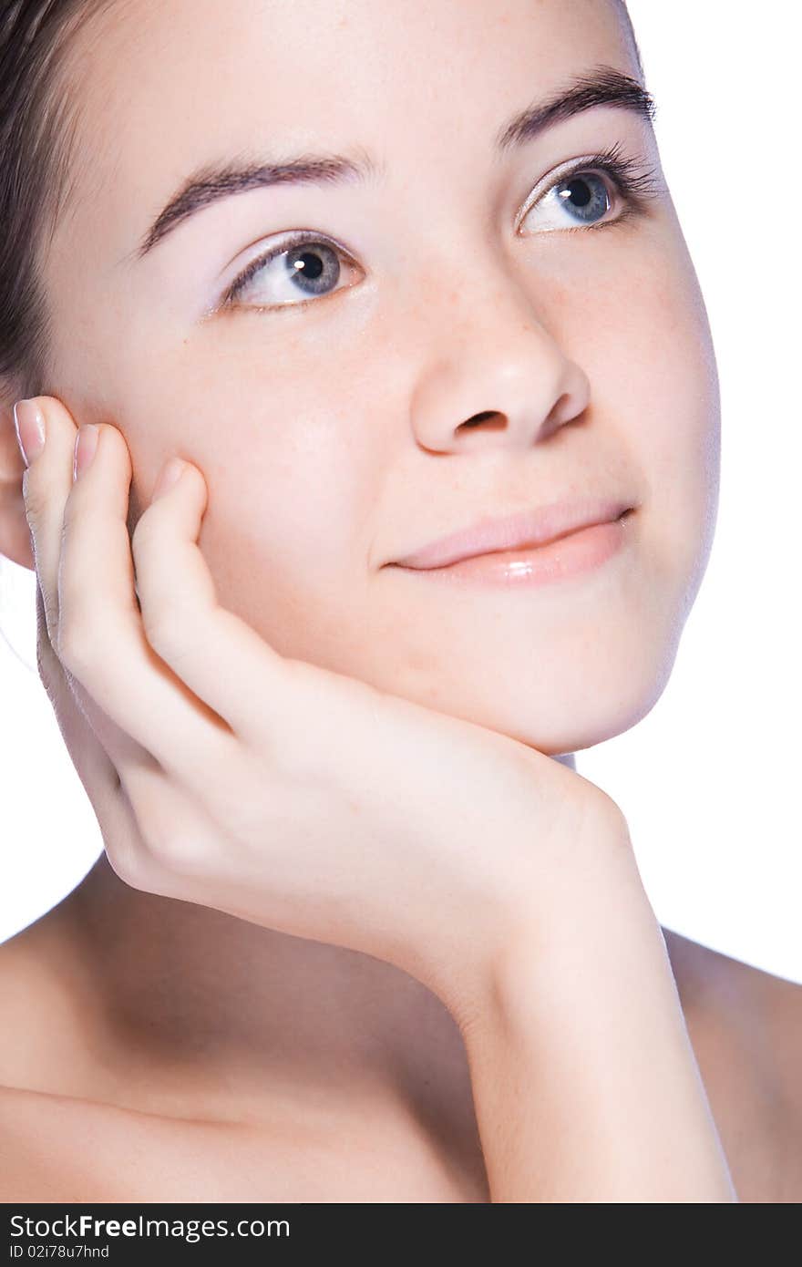 Beauty woman closeup portrait isolated on white background