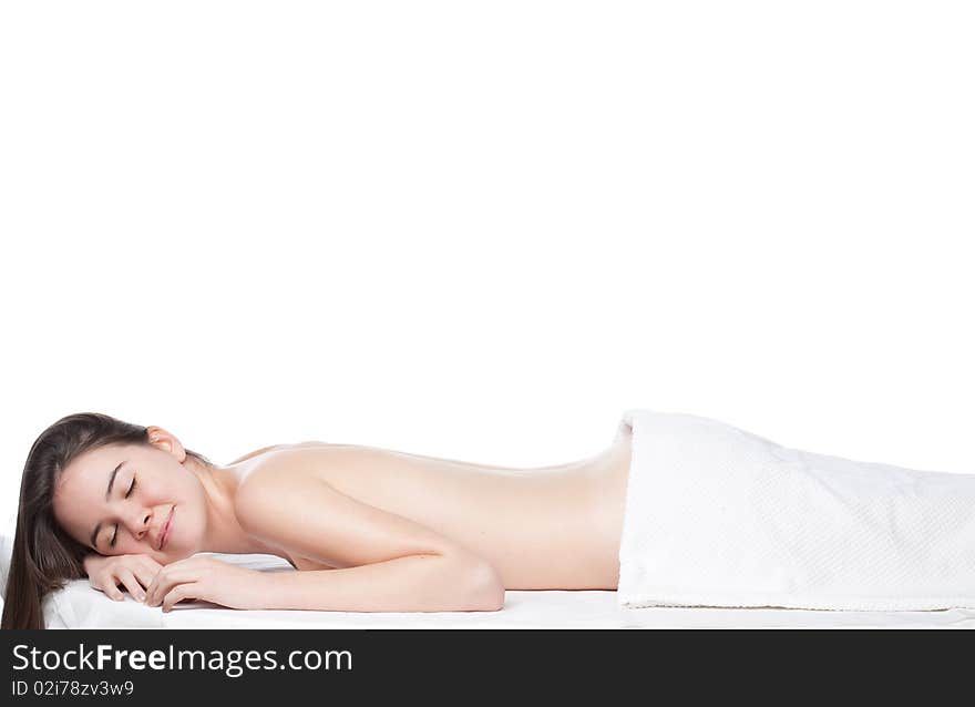 Young beautiful woman in a spa