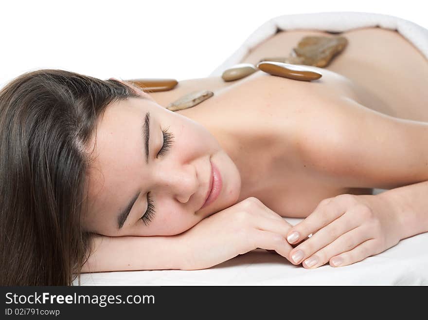 Young beautiful woman in a spa