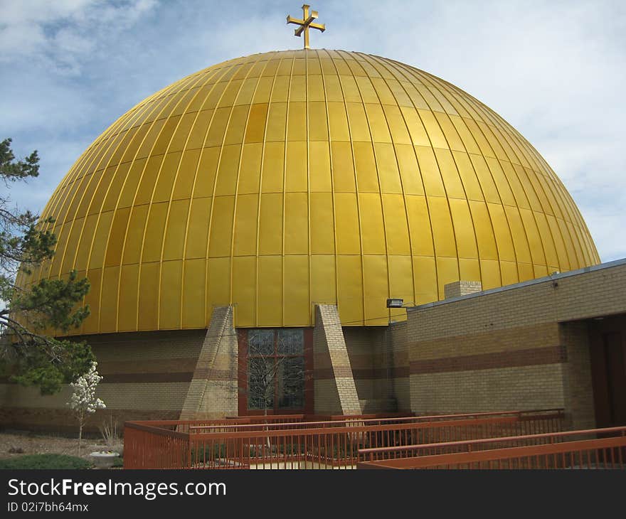 A beautiful domed Greek church is a very unusual and beautiful looking building in Colorado.