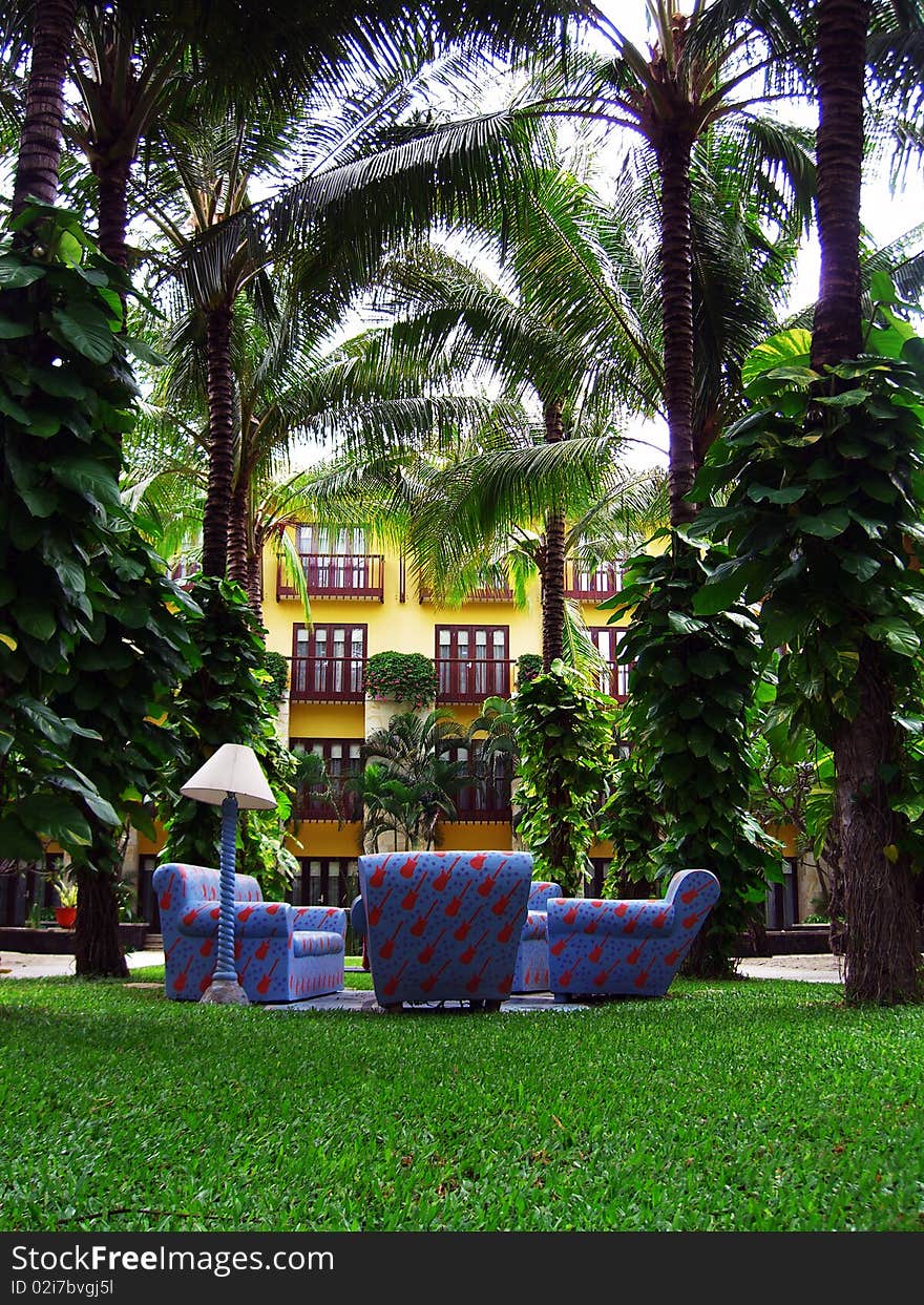 A Hotel Backyard in Bali. Indonesia. A Hotel Backyard in Bali. Indonesia.