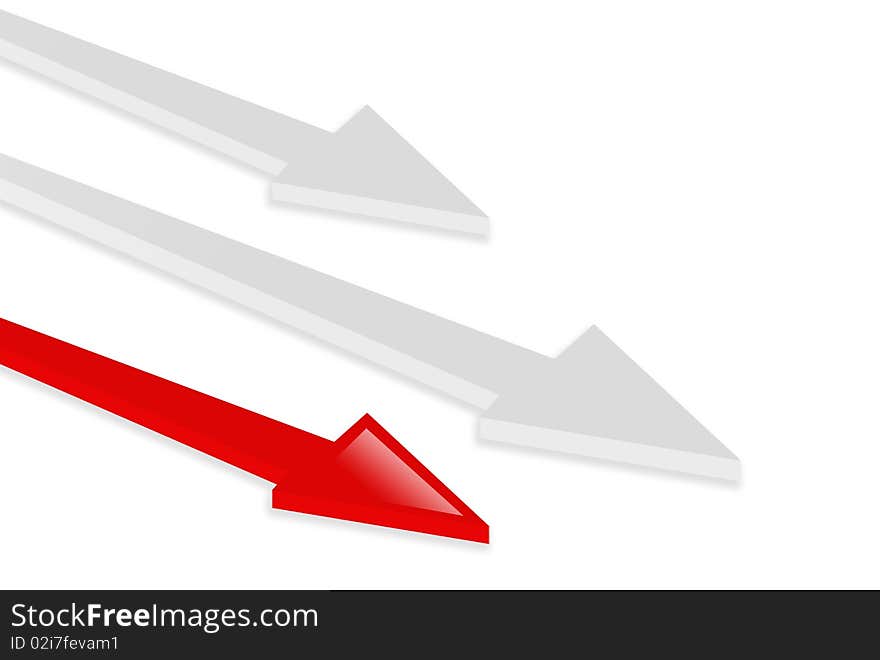 Red and gray arrow on white background. 3d illustration