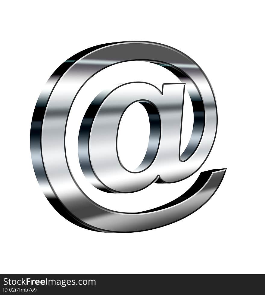 Email chrome sign over white background. 3d illustration. concepts: internet and technology