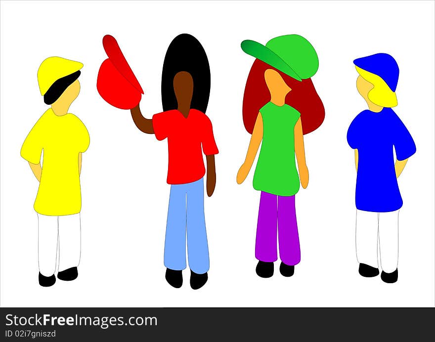 Represented symbolically. Skin colors of various nations. children in colorful clothing community and each other symbolizing. Represented symbolically. Skin colors of various nations. children in colorful clothing community and each other symbolizing