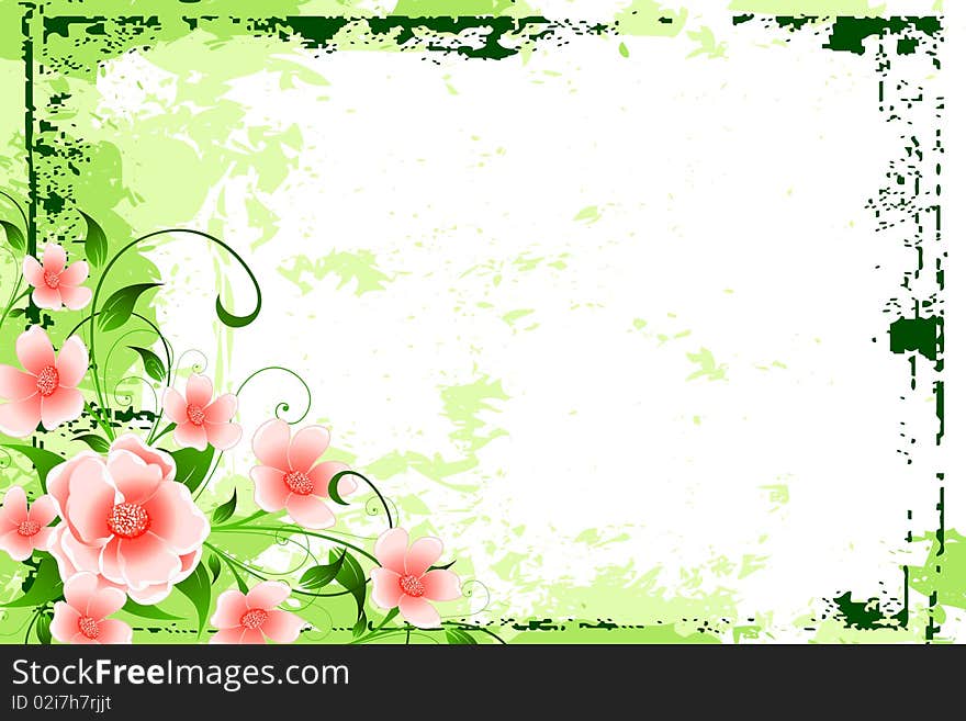 Abstract Grunge Background with flowers