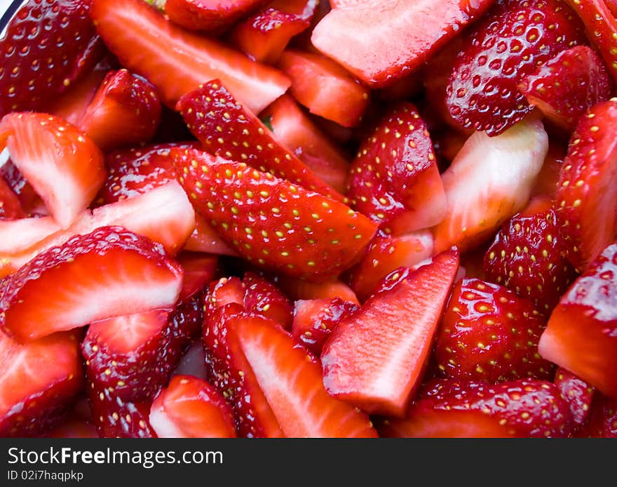 Cut strawberries