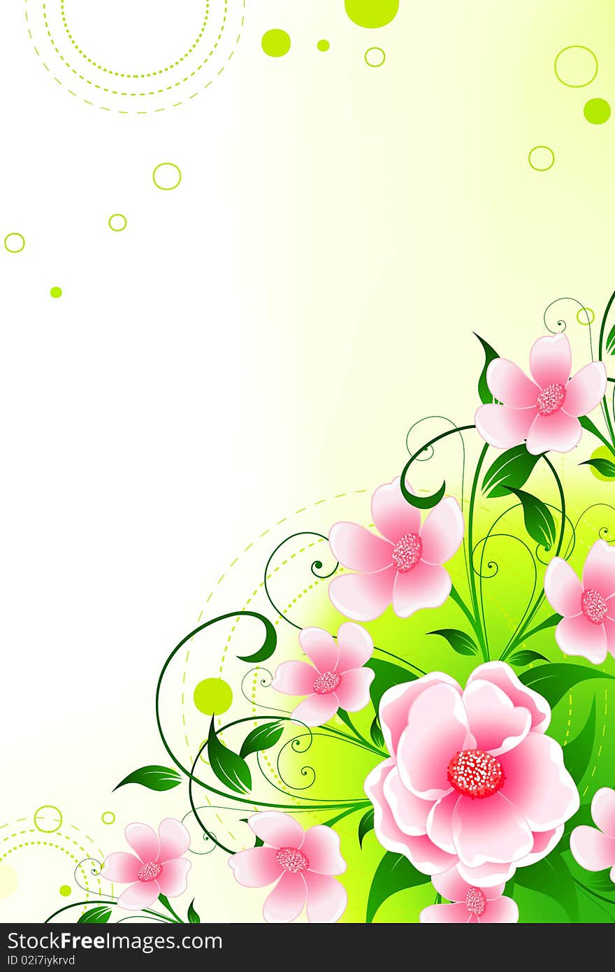 Abstract Background With Flowers And Leaves