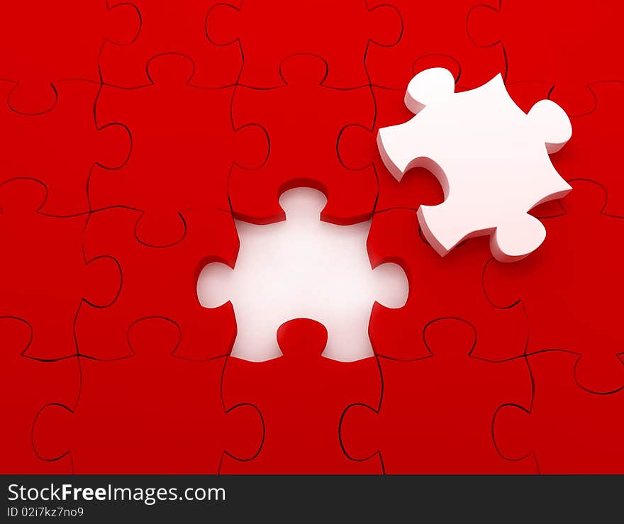 Puzzle over white background. 3d rendered image