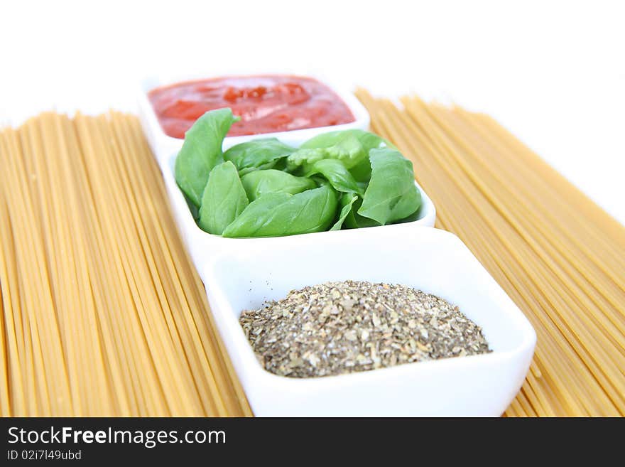 Ingredients for spaghetti bolognese or napoli