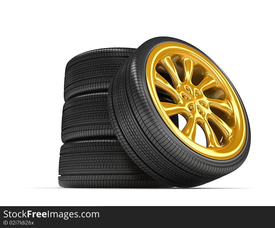 Wheels Over White Background.