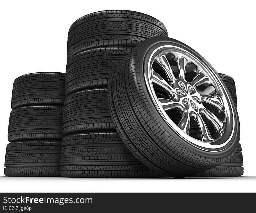 Wheels Over White Background.