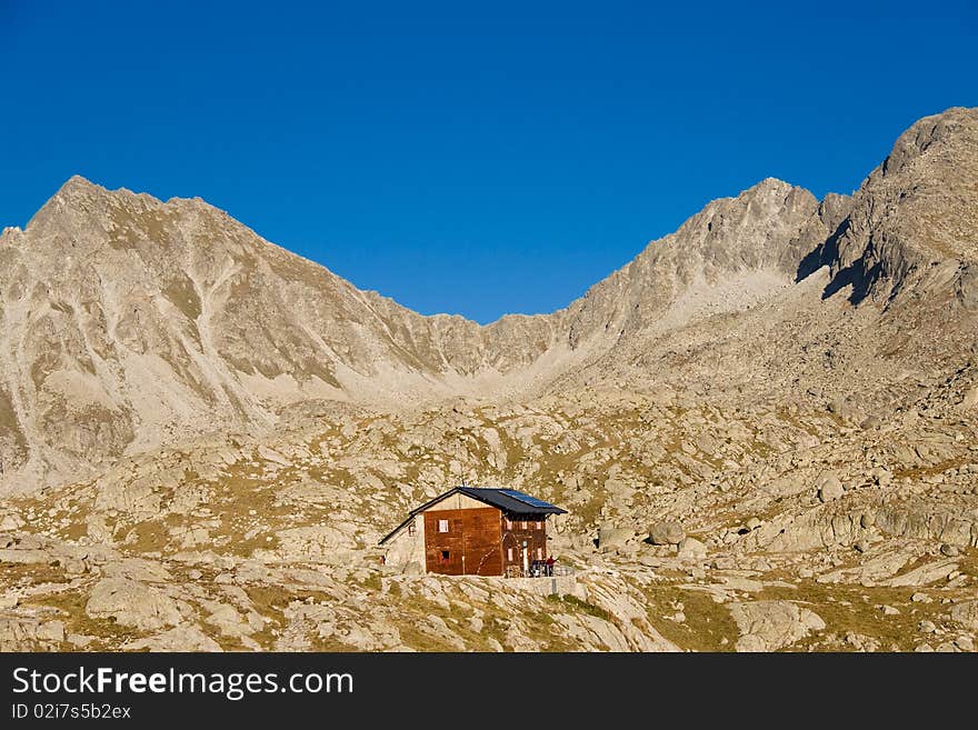 Wooden Colomina Refuge in Aiguestortes National Park. Wooden Colomina Refuge in Aiguestortes National Park.