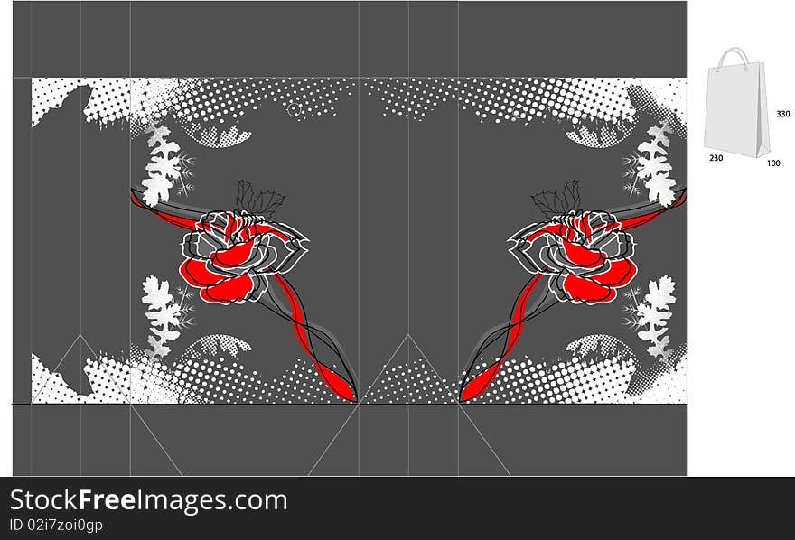 Template for decorative bag with flowers