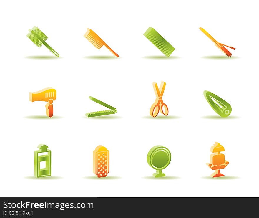 Hairdressing, coiffure and make-up icons  -  icon set