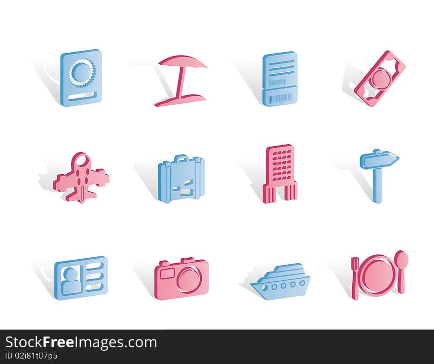 Travel, trip and holiday icons