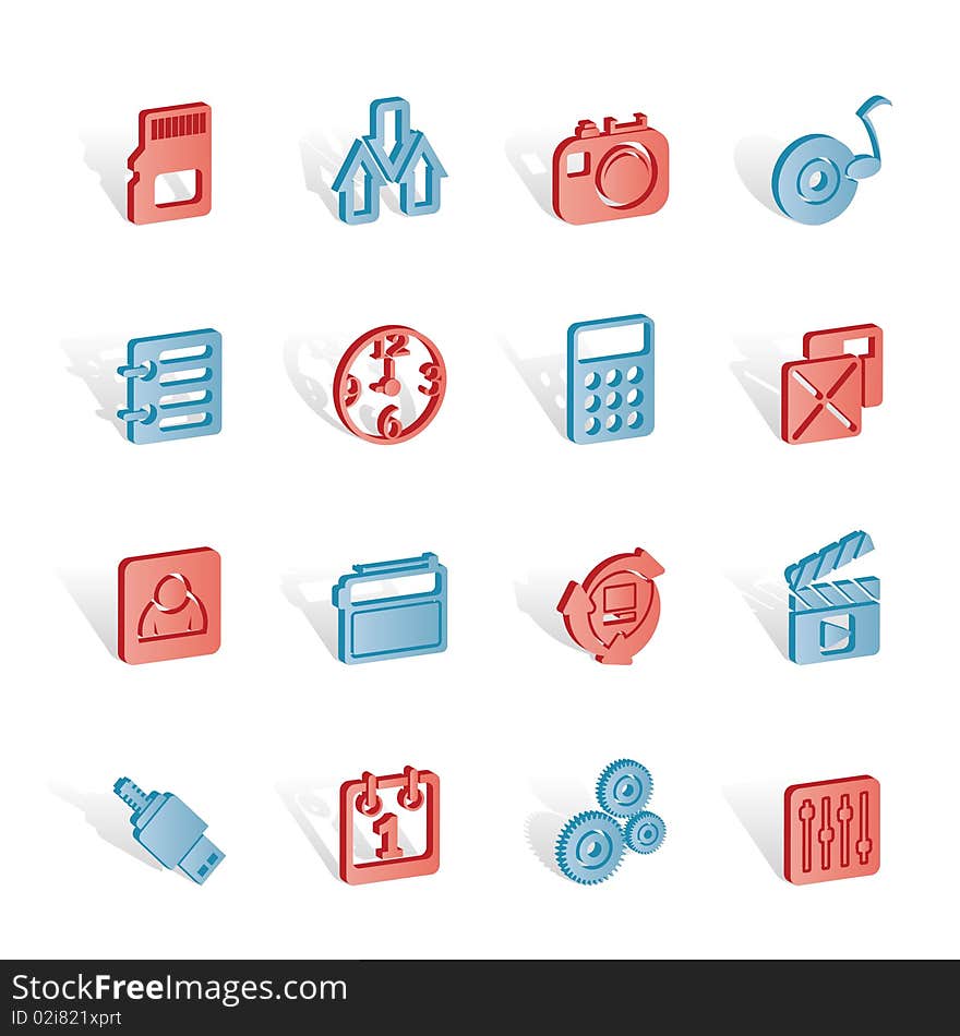 Phone performance, internet and office icons - icon set. Phone performance, internet and office icons - icon set