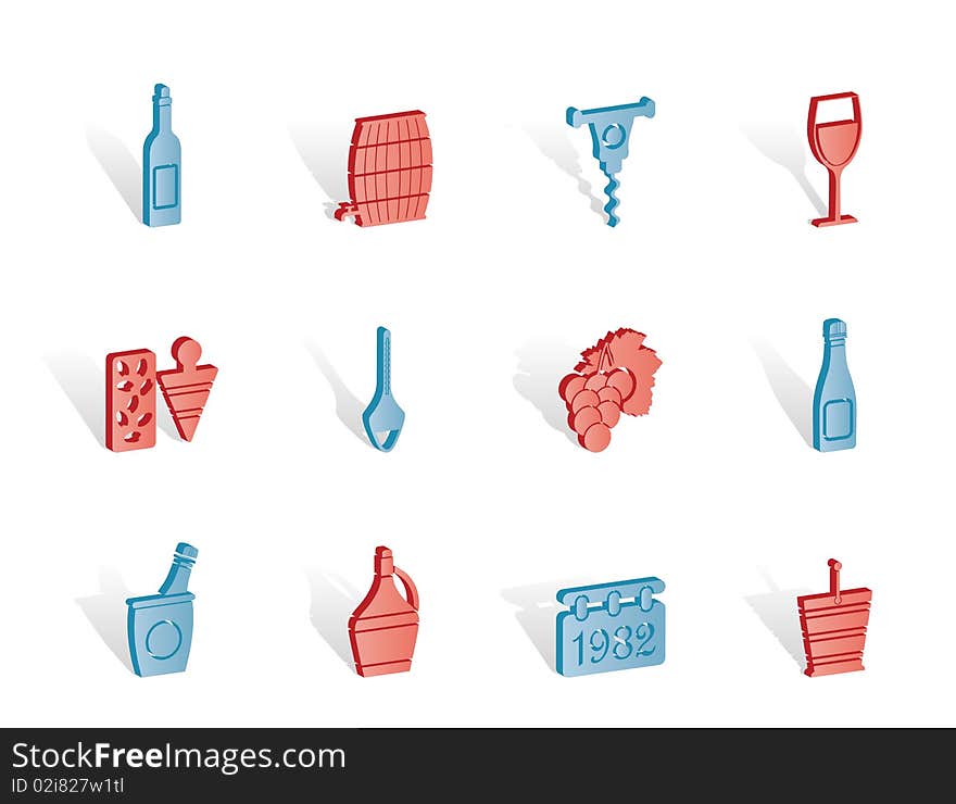 Wine and drink Icons - Vector Icon Set