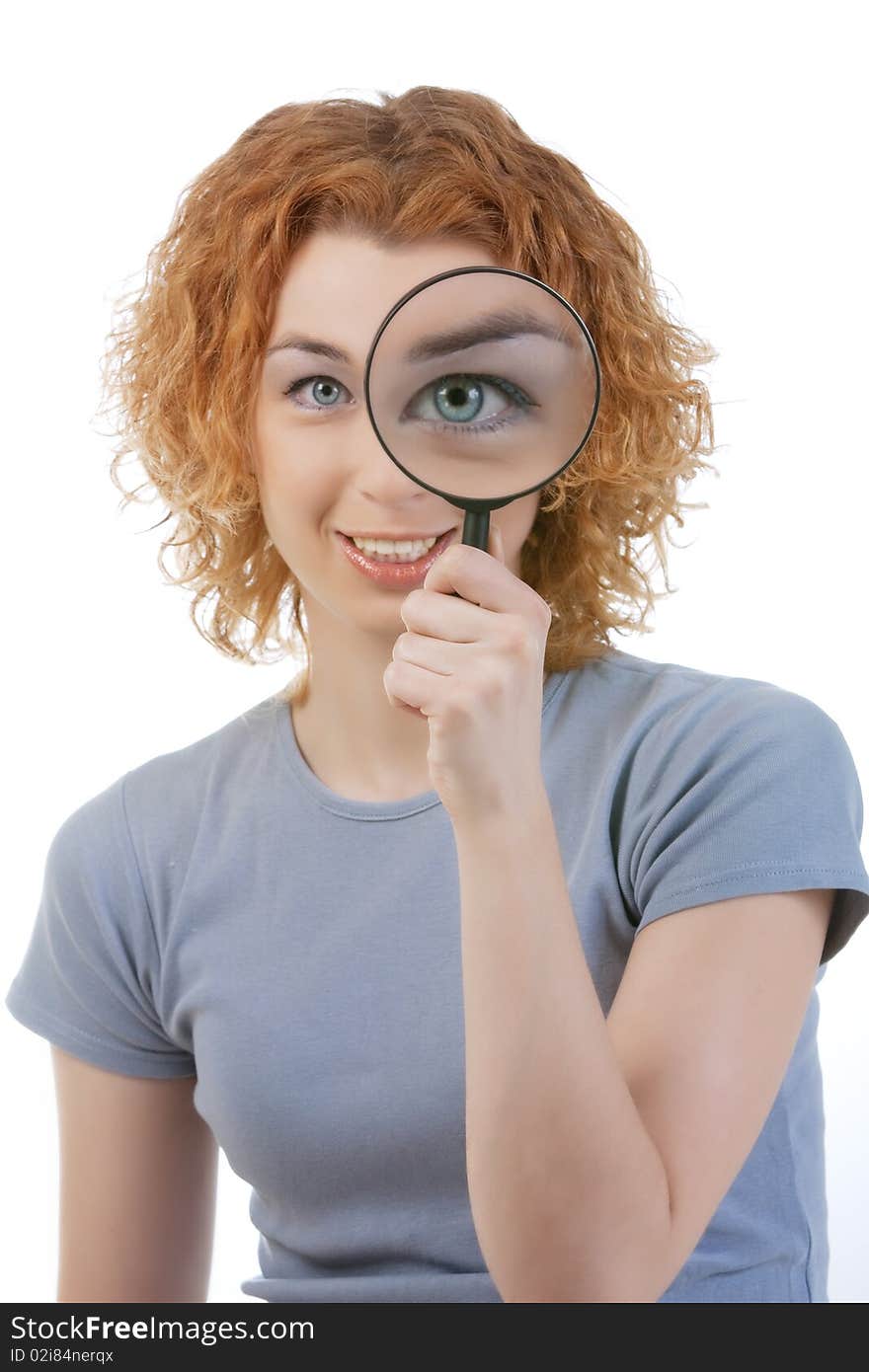 Woman eye and magnifying glass