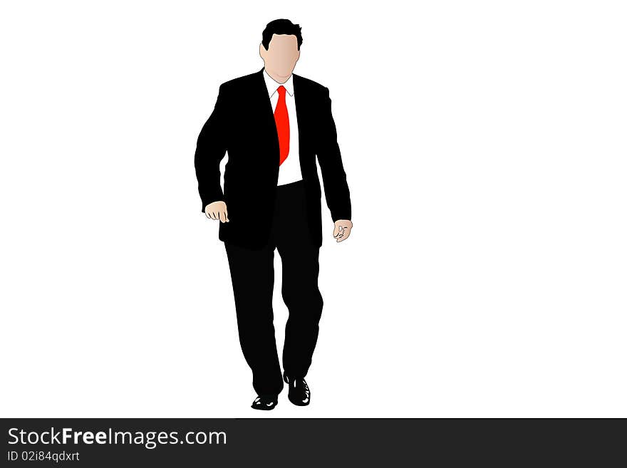 Vector illustration of businessmen in a black suit under the white background