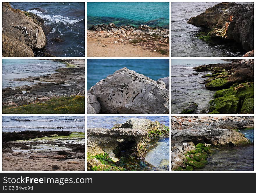 Rocky shore of the Mediterranean Sea in Mallorca