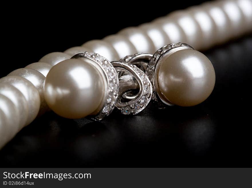 Pearls on a white background