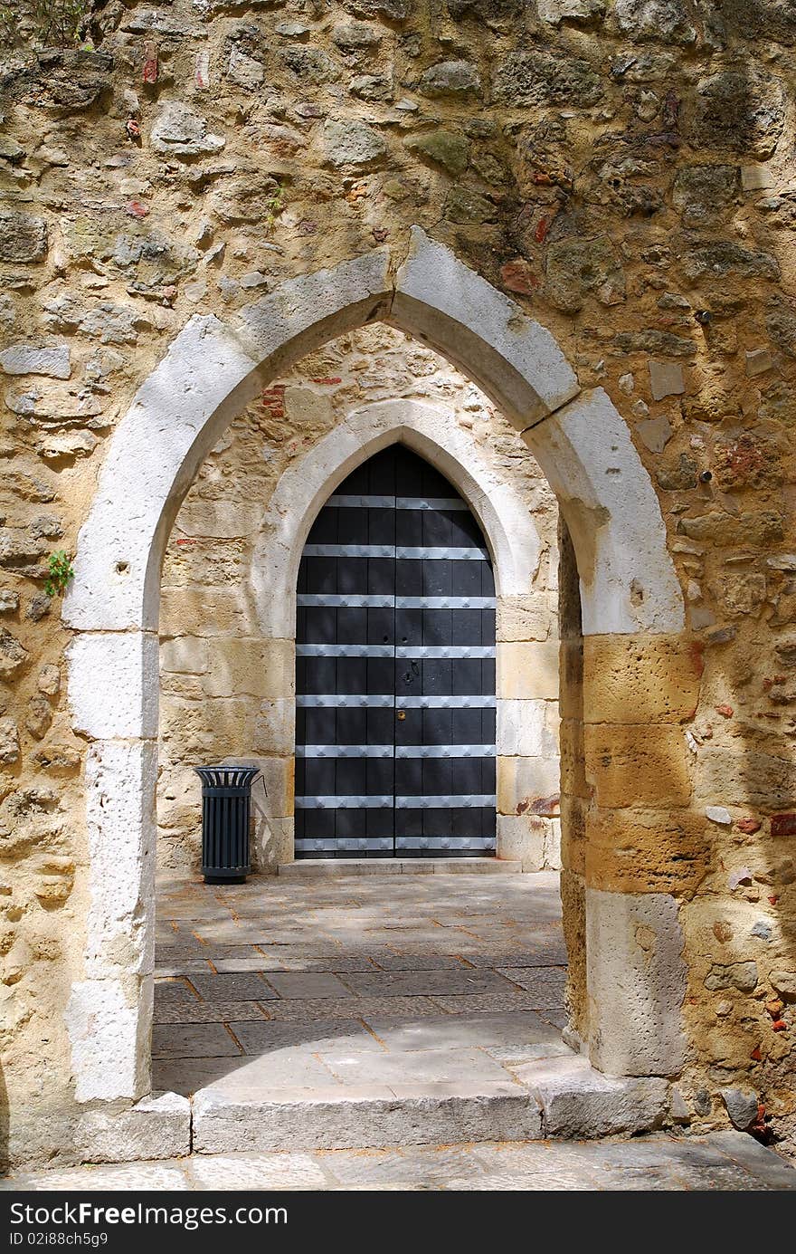 Gates in medieval castle in Lisbon, Portugal. Gates in medieval castle in Lisbon, Portugal