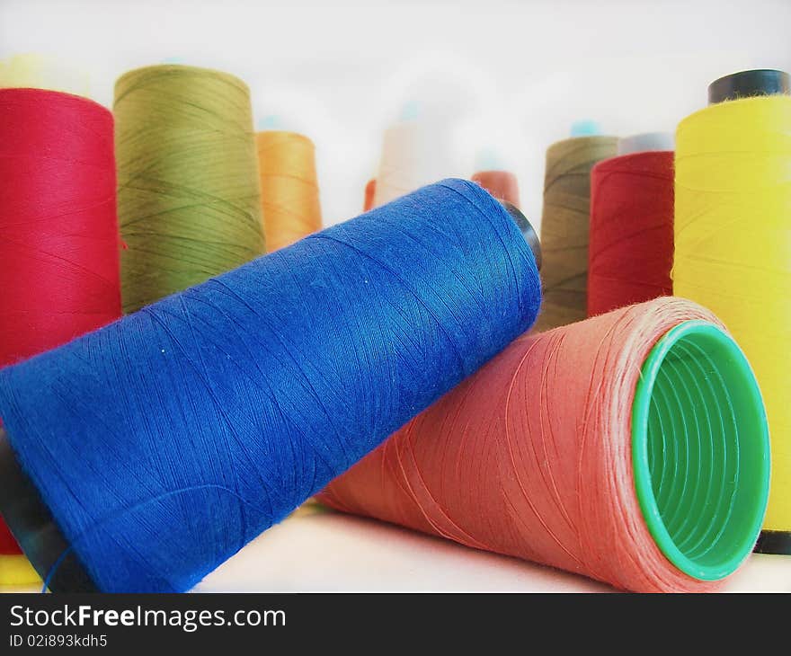 Group of colored sewing threads