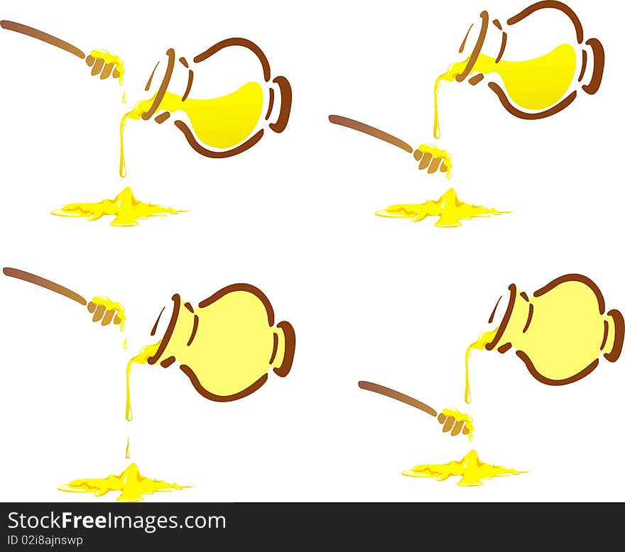 Vector honey pot with a stylized honey pot spoon. Vector honey pot with a stylized honey pot spoon