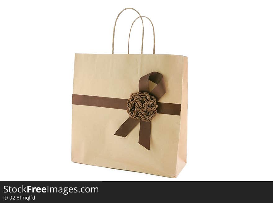 Paper bag isolated on a white background.