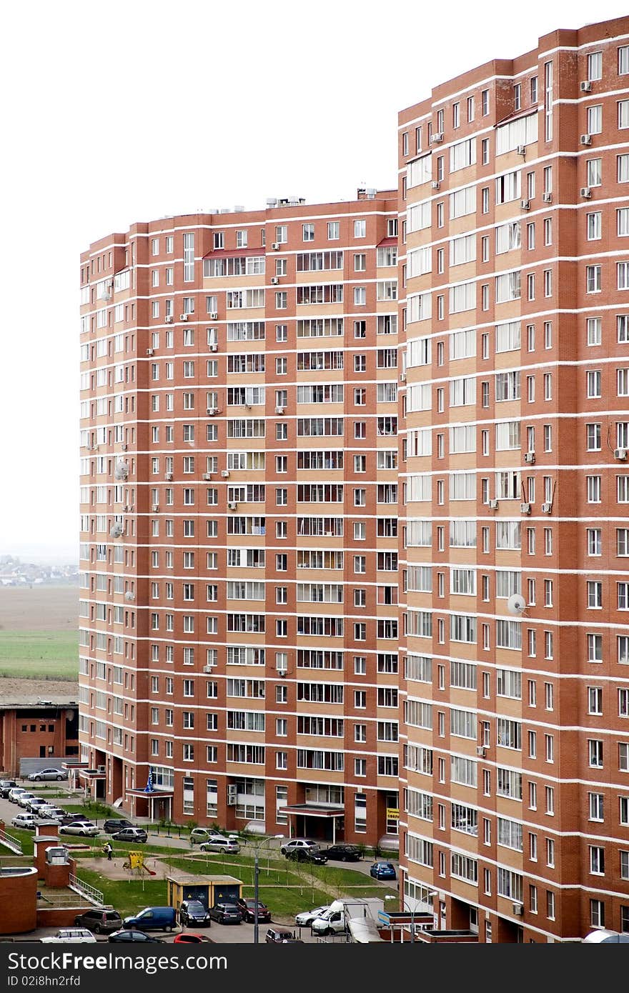 New red brick buildings in the Moscow area. New red brick buildings in the Moscow area