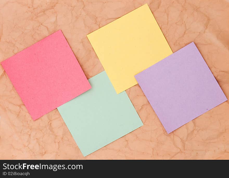 Note papers and crumpled paper background