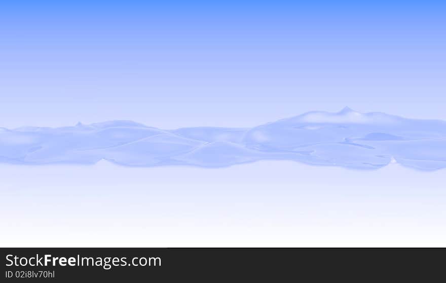 Smooth water wave isolated over the sky background.