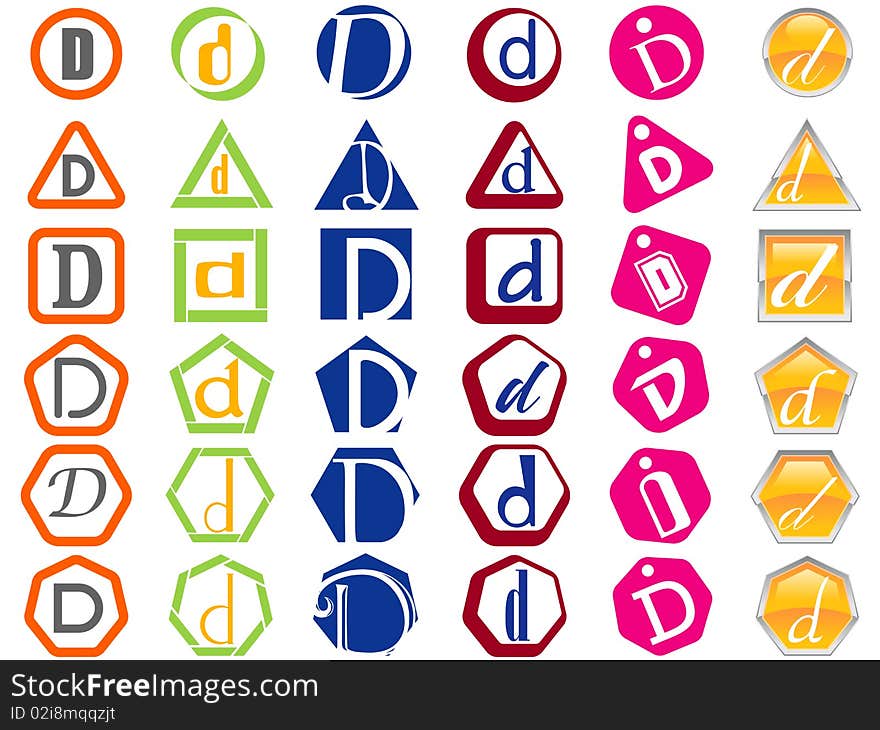 Letter D Icons Badges and Tags