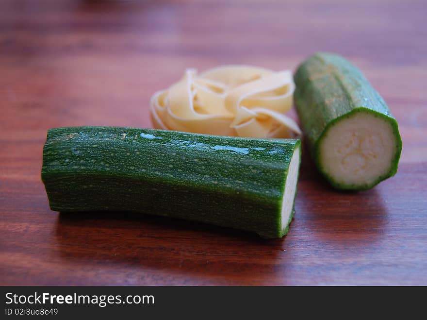 Fettuccine with zucchini. a dish typical vegetarian