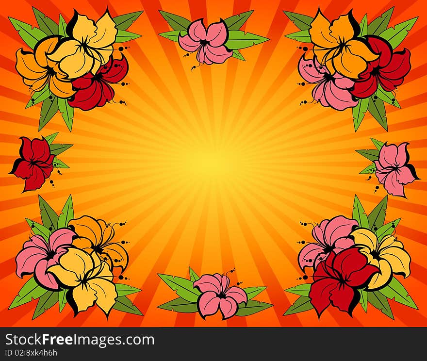 Background With Tropical Flowers