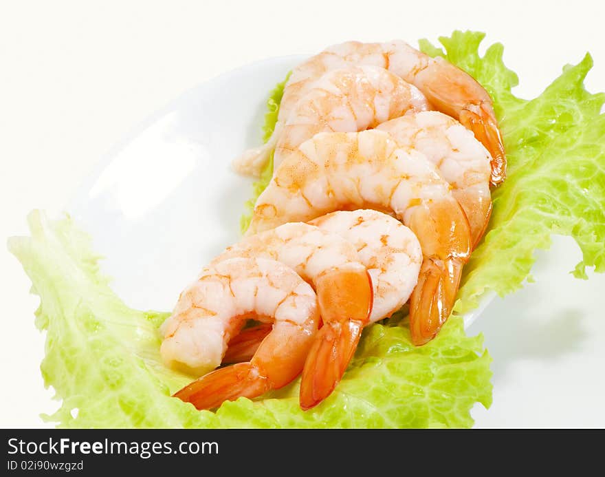 King prawns on a white plate