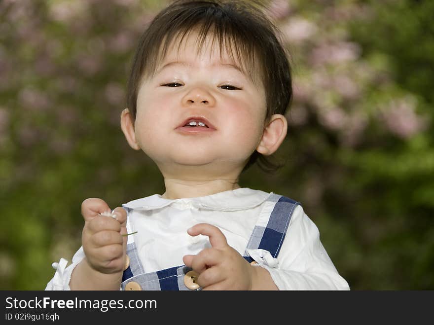 Cute little girl in garden