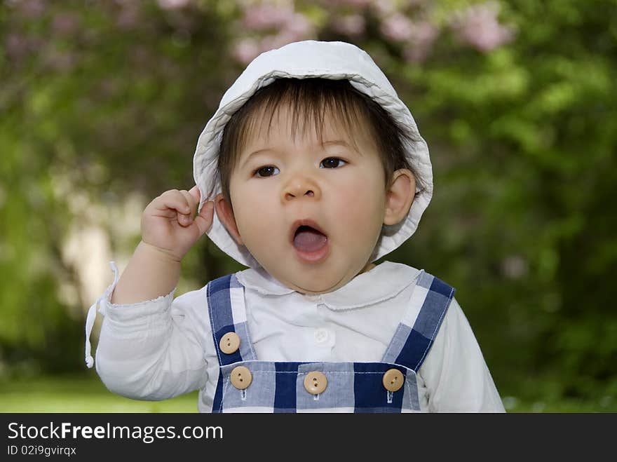 Cute little girl in garden