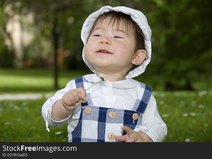 Cute little girl in garden