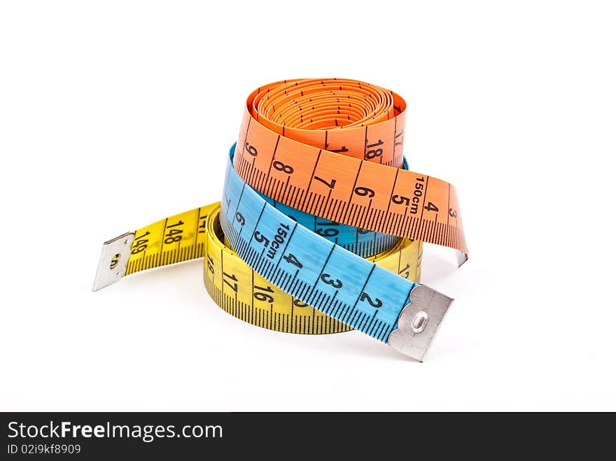 Measuring tapes isolated on white