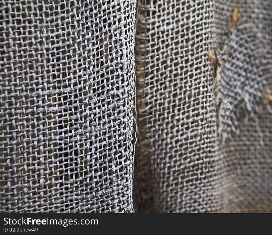 Macro detail of old burlap