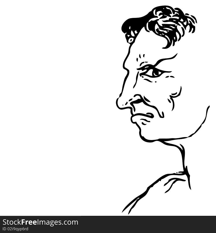 A digitalized pen and ink drawing of a man's face showing signs of anger/distress. Pure white background and plenty of space for content. A digitalized pen and ink drawing of a man's face showing signs of anger/distress. Pure white background and plenty of space for content.