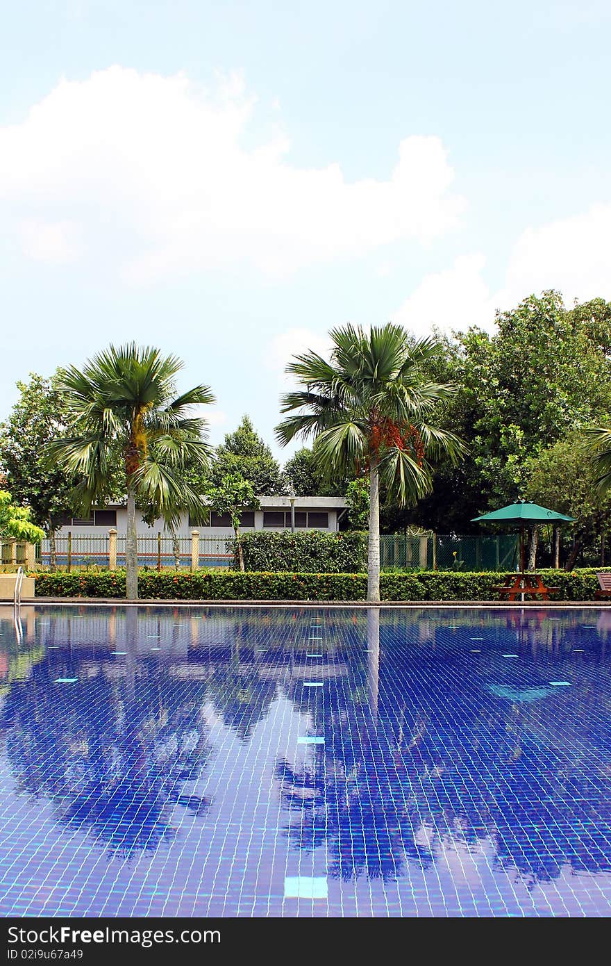 A clubhouse with swimming pool