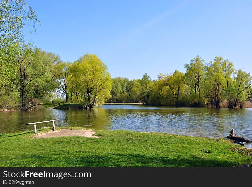 Lake and bench