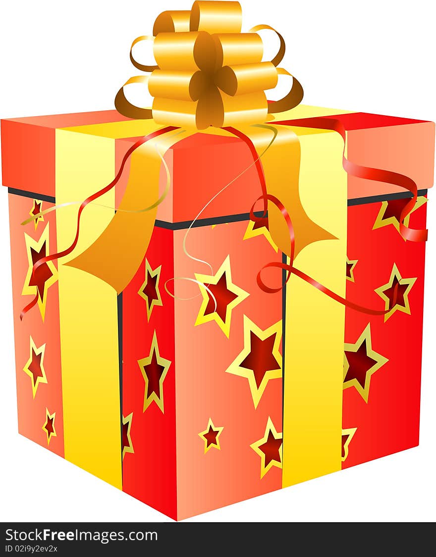 Red gift box. Vector Illustration