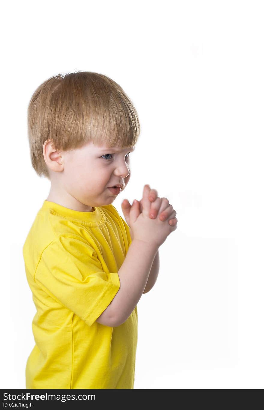 The little boy on a white background. The little boy on a white background