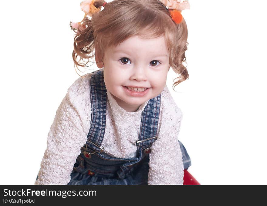 Happy little girl isolated on white background. Happy little girl isolated on white background